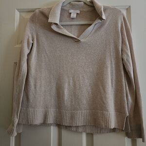 Halston lagenlook beachy sweater tan size medium linen blend
